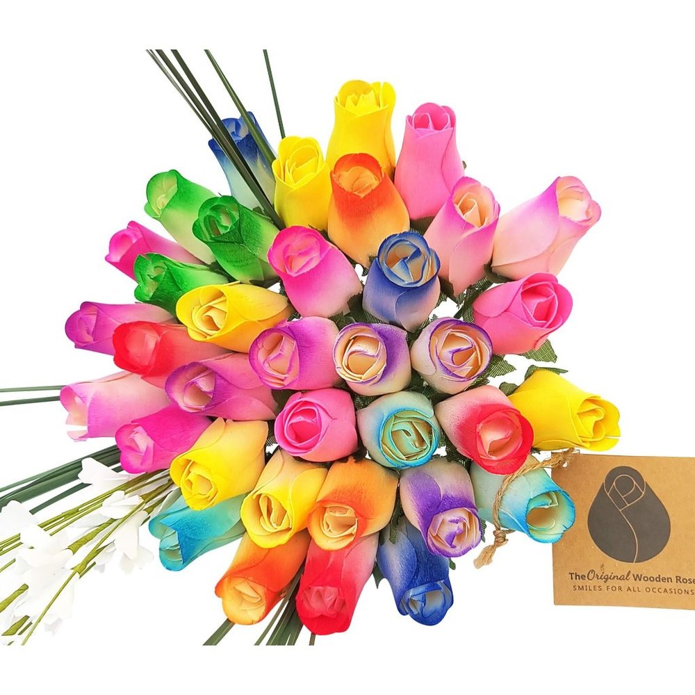 3 Dozen Spring Easter Wooden Rose Bouquet. The Original Wooden Rose